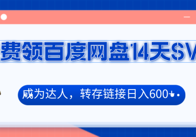 免费领百度网盘SVIP14天，成为达人转存收益日入600+缩略图