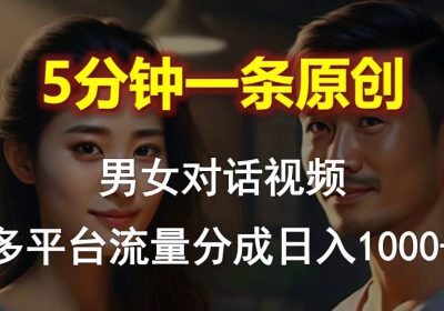 男女对话，5分钟1条原创视频，多平台流量分成，日入1000+缩略图