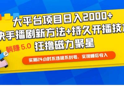 快手无人播剧躺赚5.0最新玩法，实测24小时不违规不封号，实现睡后收入缩略图