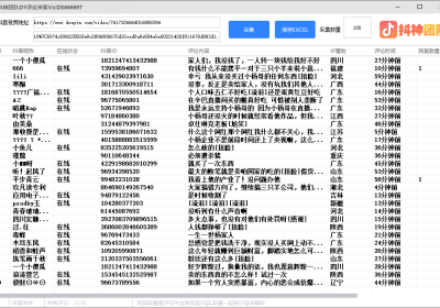 抖音短视频评论采集，可采集用户在线状态缩略图