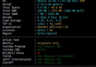 HostDare保加利亚VPS测评：看视频6万+速度，三网往返直连（联通去程绕美），流量给的多缩略图